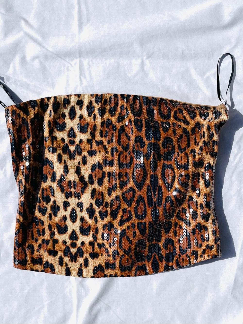 Forever 21 Leopard Sequined Tube Top, Size S
